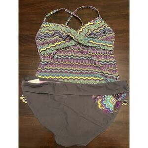 Athleta Bra Tankini Bikini Swim Skirt Bottom Set 2 Piece Swimsuit 38 B/C & XL